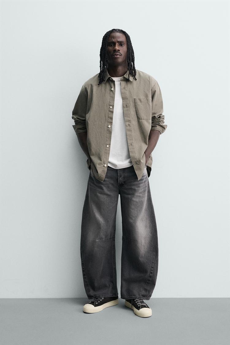 ZARA RELAXED BARREL FIT JEANS WITH PLEATS