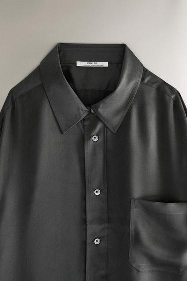 SILK SHIRT - Dark grey by Zara - Image 1