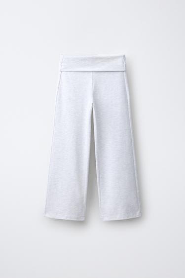 BROEK MET WIJDE PIJPEN EN VLEUGELPRINT - Grijs gemêleerd van Zara