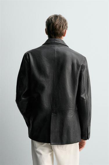 LEATHER BLAZER - Black by Zara - Image 2