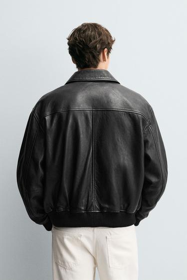 LEATHER JACKET WITH POCKETS - Black by Zara - Image 2