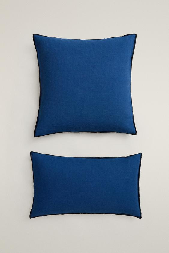 KISSENBEZUG MIT OVERLOCK-NAHT - Blau von Zara - Bild 0