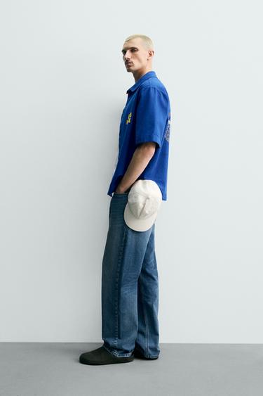 RELAXED FIT BASKET PRINT SHIRT - Blue by Zara - Image 3