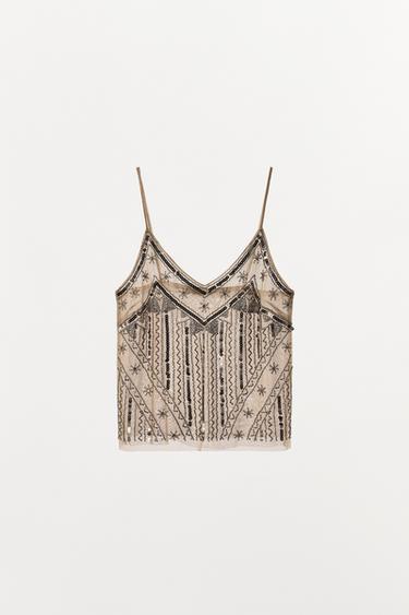 TOP STYLE LINGERIE BRODÉ - Doré de Zara - Image 4