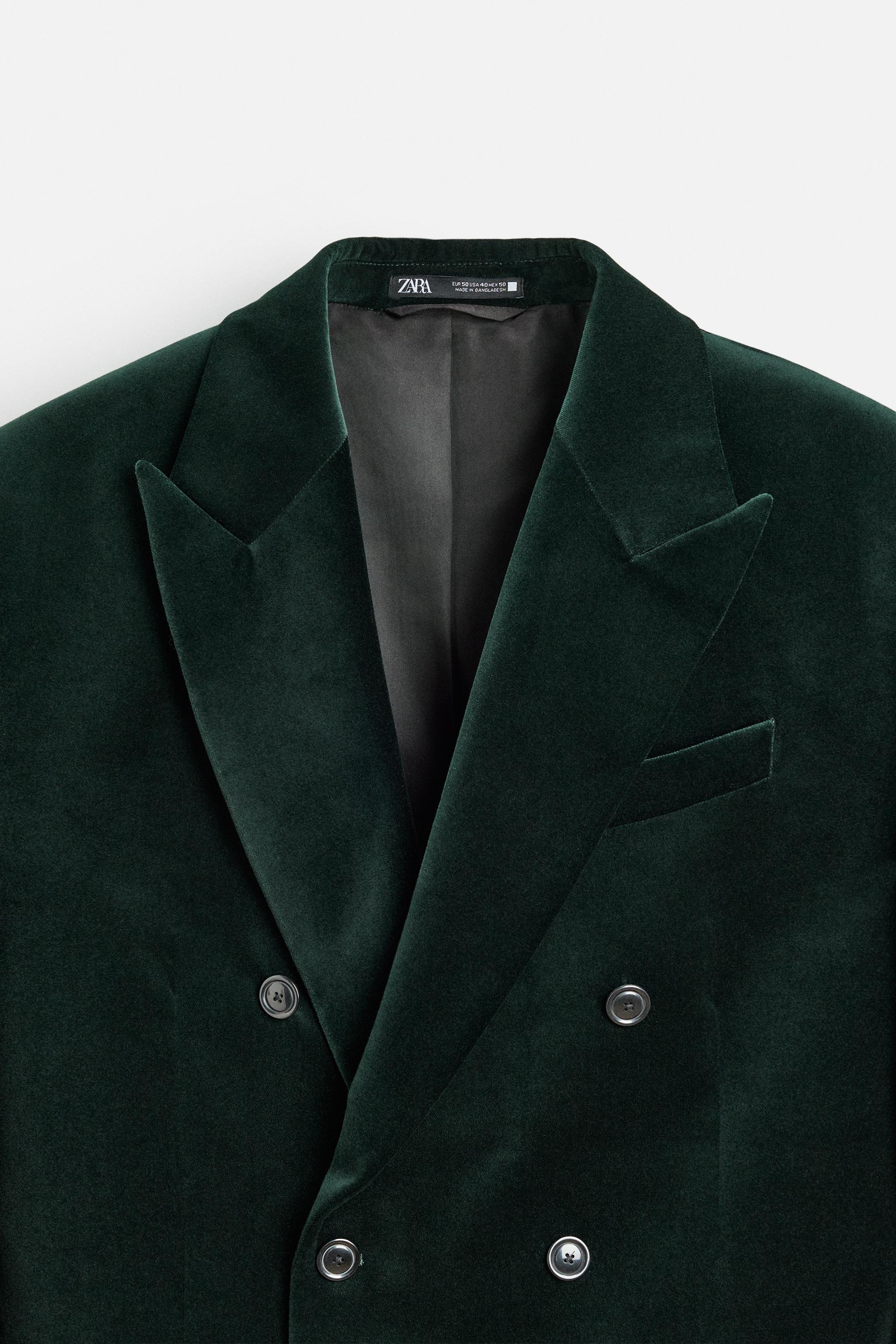 Green velvet coat zara online