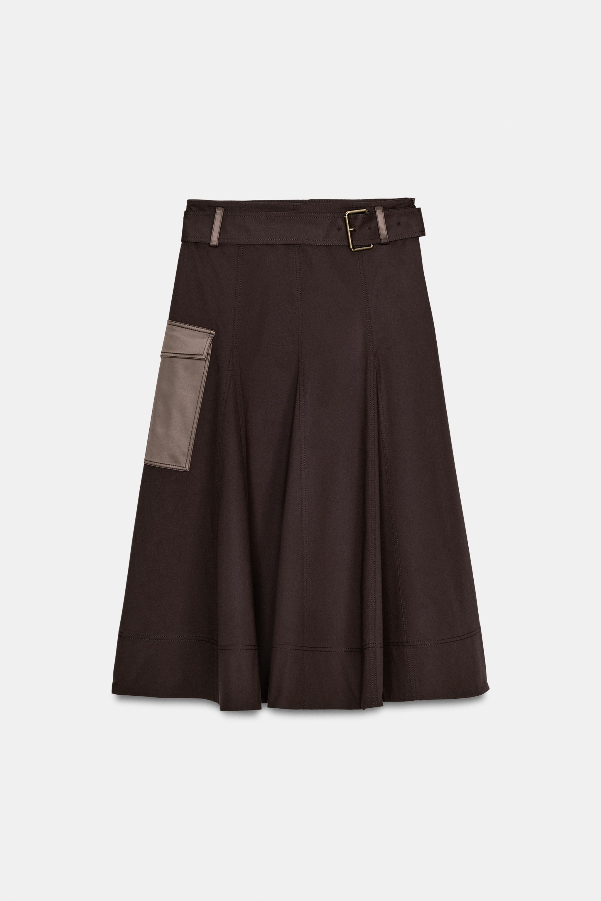 BELTED CARGO MIDI SKIRT
