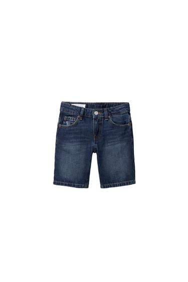 BERMUDA EN DENIM COUPE DROITE - Bleu de Zara