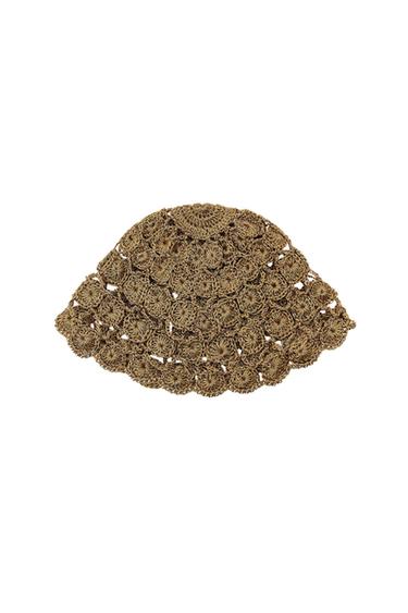 Zara LIMITED EDITION BEADED CROCHET CAP - Golden - Image 0