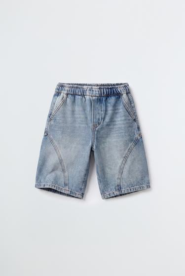 BERMUDA DENIM BARREL - Azul de Zara