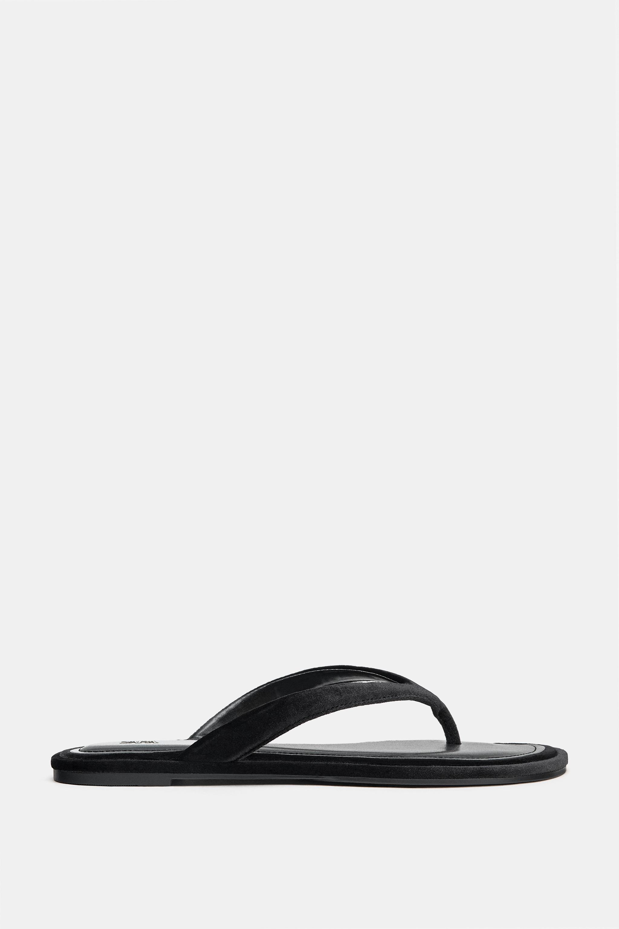 VELVET EFFECT FLAT SANDALS