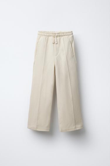 RECHTE BROEK MET NERF - Ecru van Zara - Afbeelding 0