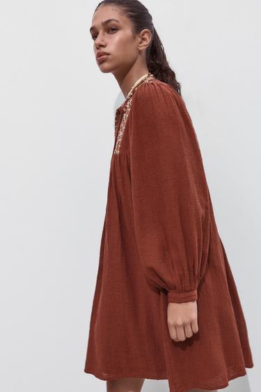 ROBE COURTE BRODÉE - Terracota de Zara - Image 4