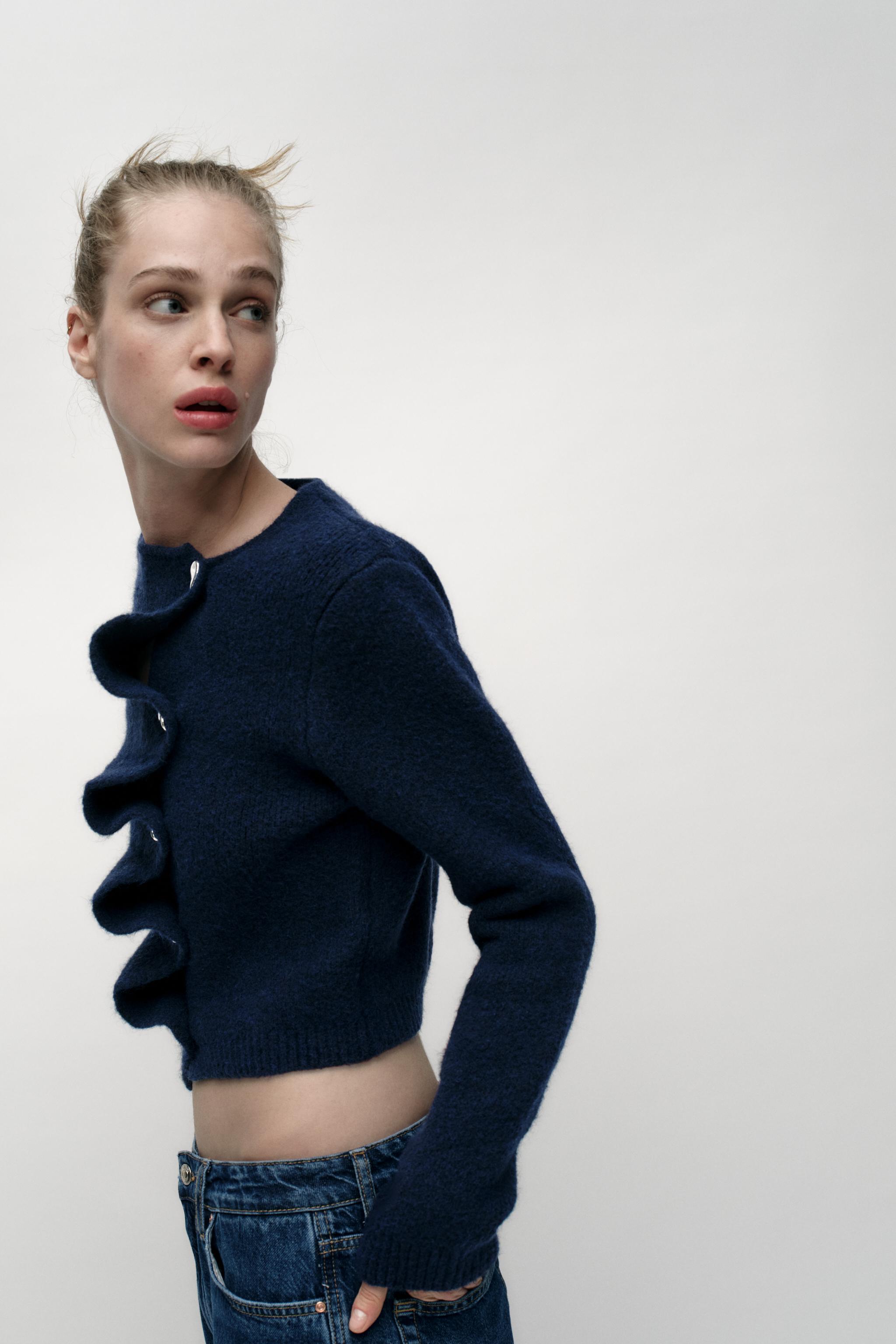 ニットラップカーディガン - ブルー | ZARA Japan / 日本