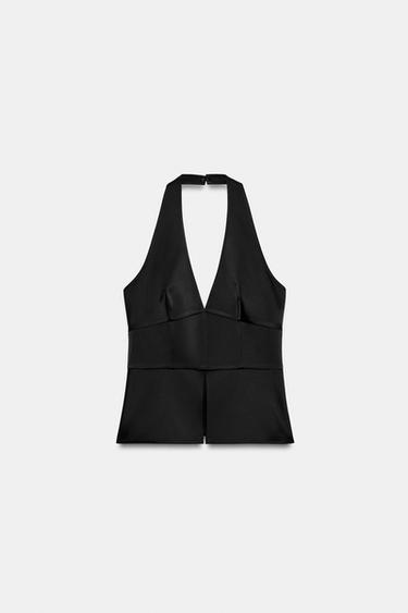 SATIN HALTER TOP - Black by Zara - Image 7