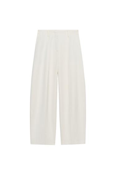 ZW COLLECTION BALLOON TROUSERS WITH LINEN BLEND - Ecru by Zara