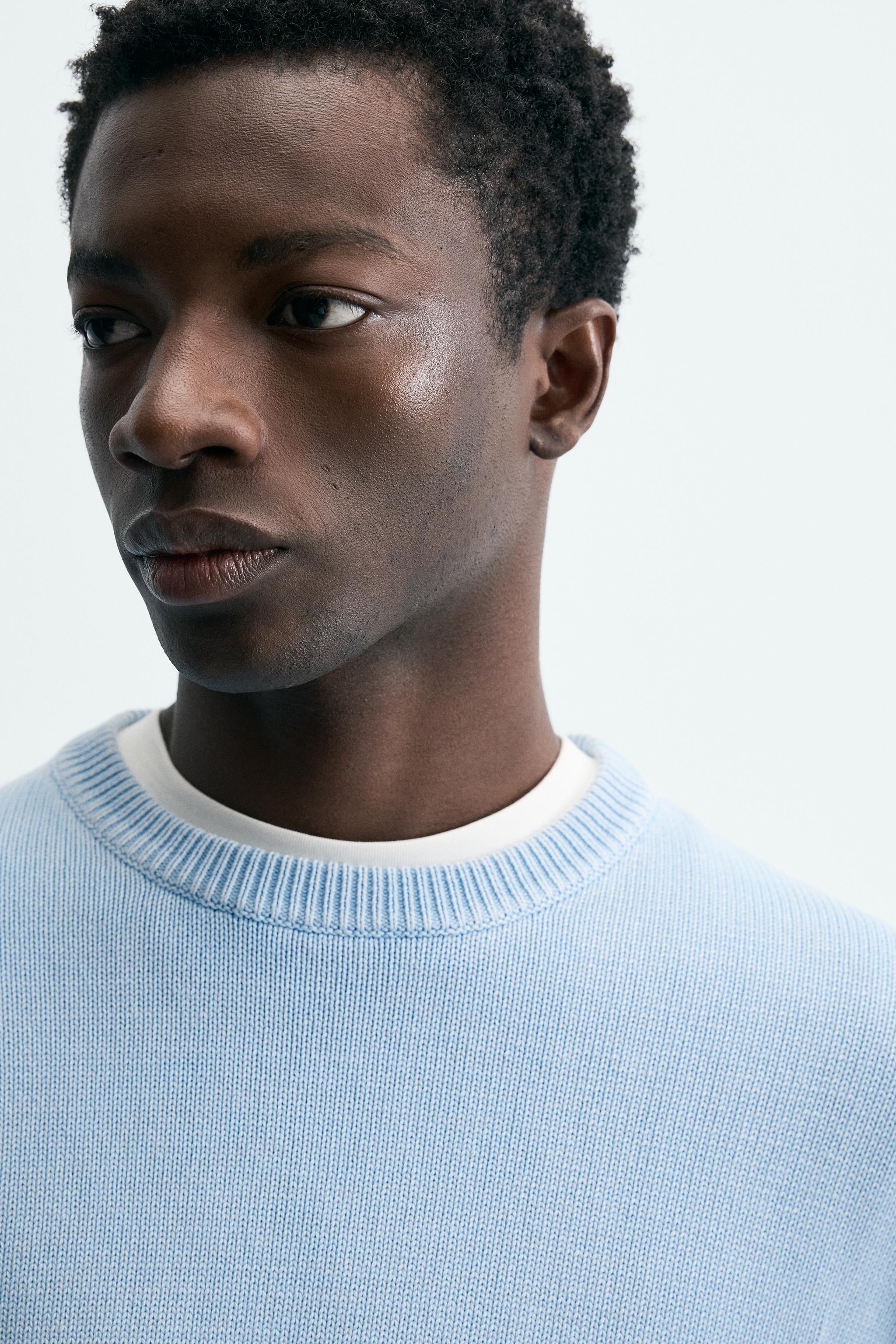 ウォッシュドコットンセーター - ウォッシュ空色 | ZARA Japan / 日本