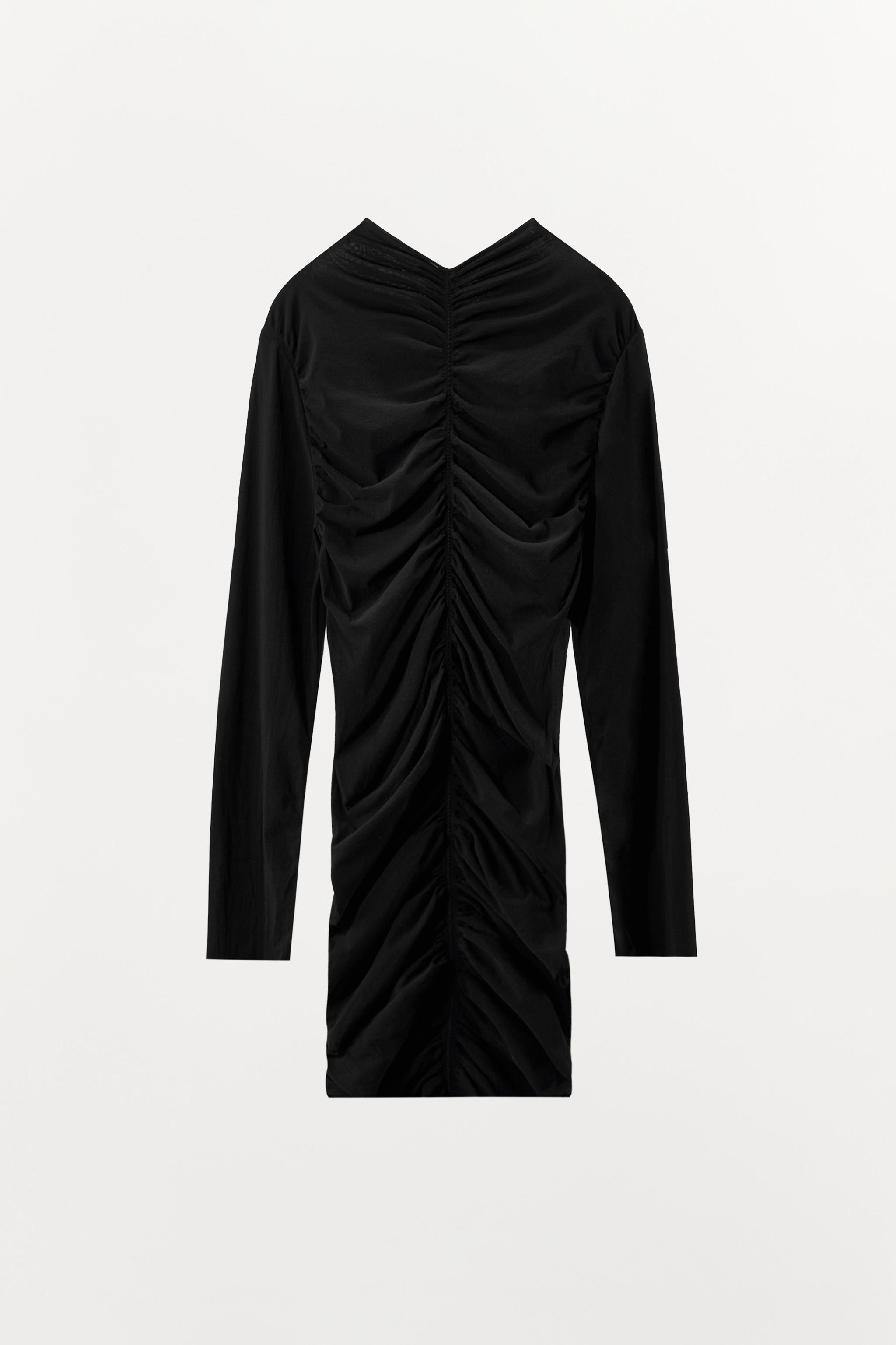 GATHERED SHEER MINI DRESS