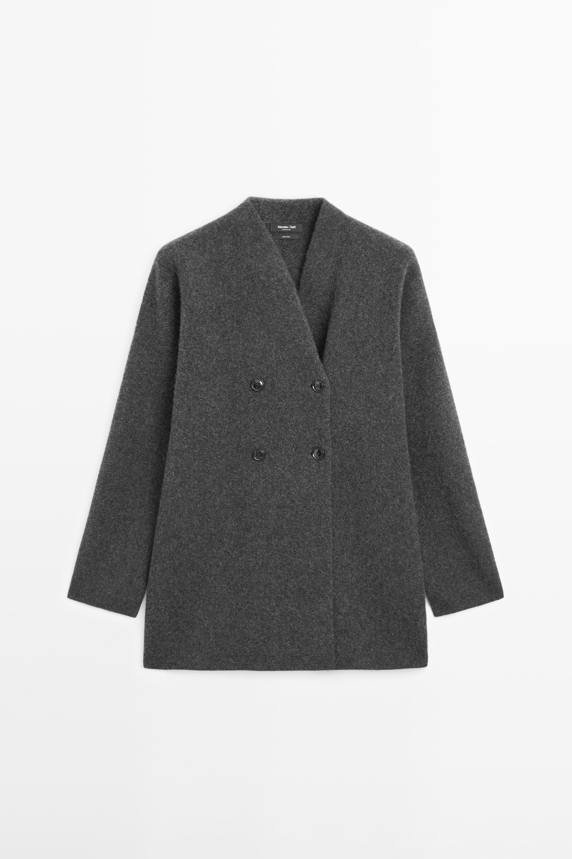 Long double-breasted wool cardigan