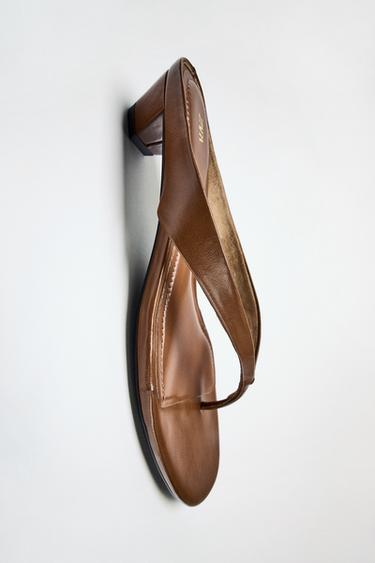 KITTEN-HEEL SANDALS - Brown by Zara