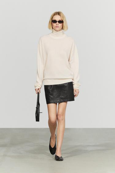 Zara 100% cashmere high neck knit sweater - Ecru - Image 0