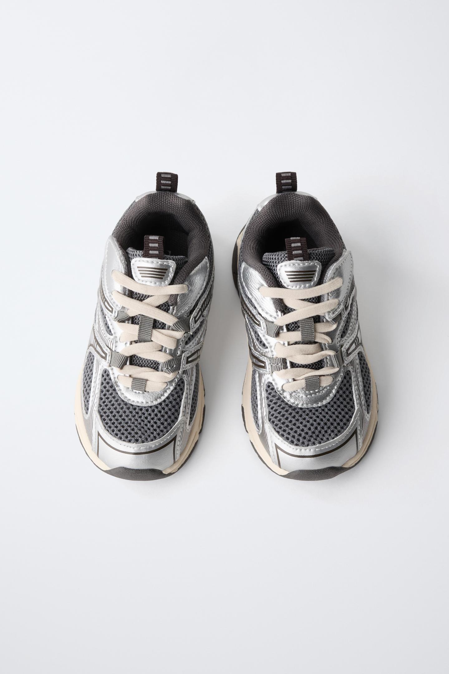 Детские кроссовки Zara Metallic, цвет: Серебряный — фото 6