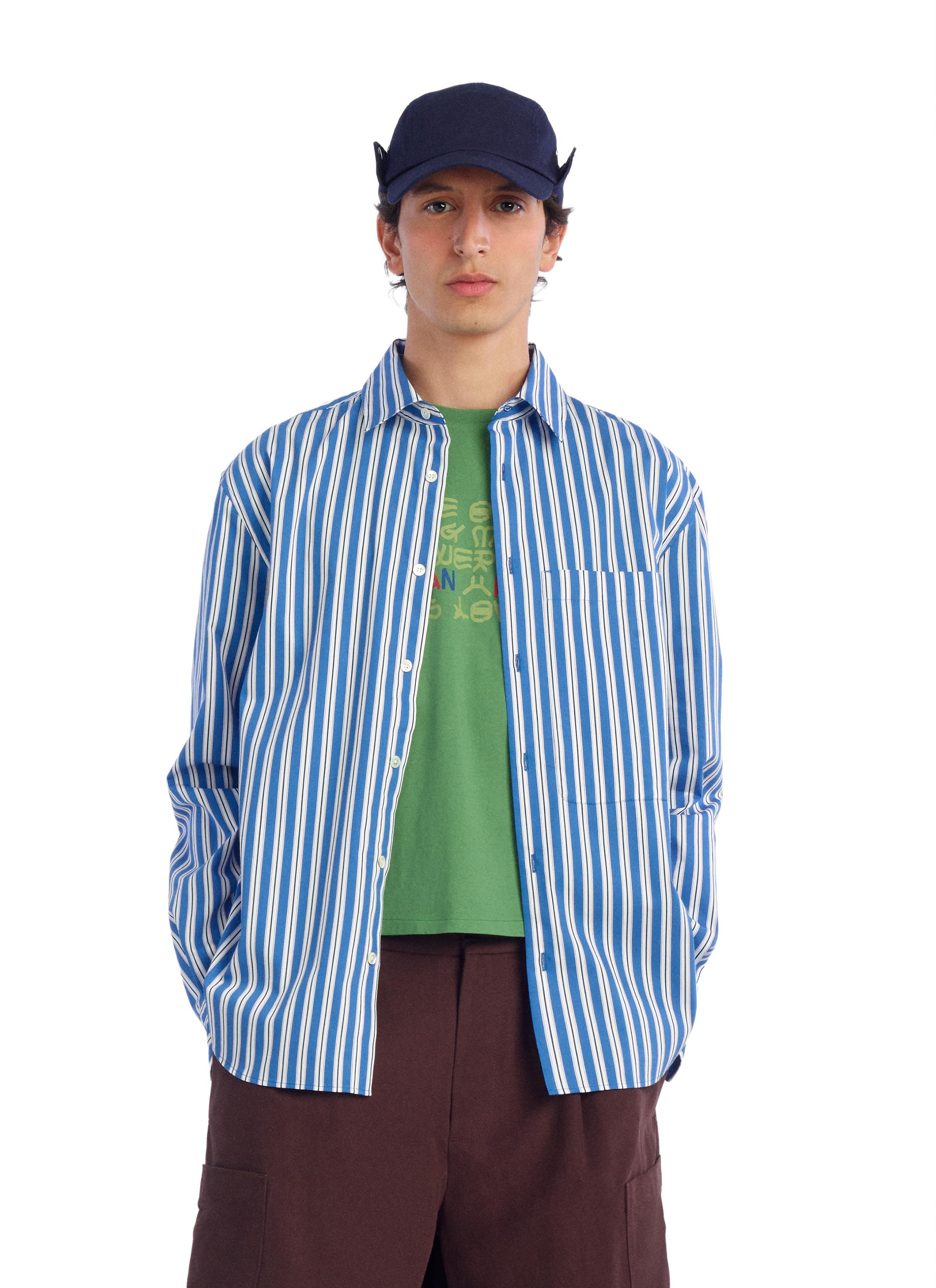 RELAXED FIT STRIPED SHIRT — Blue / Indigo