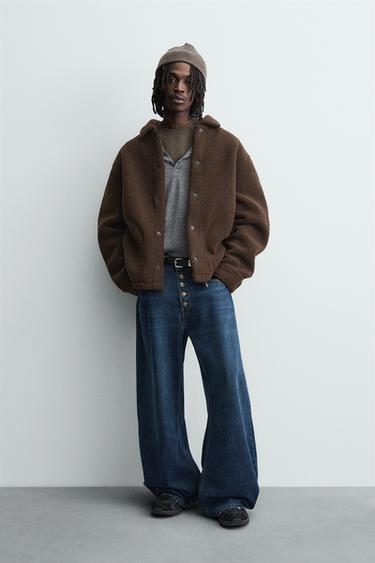 Zara 人造羊羔毛襯衫式外套 - 棕色 - 圖片 0