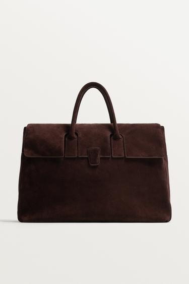 Zara KOŽNA RUČNA TORBA – Bordo