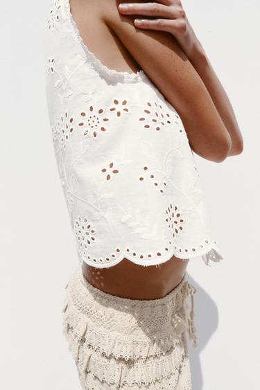 CHEMISE BRODERIES AJOURÉES - Blanc de Zara - Image 2