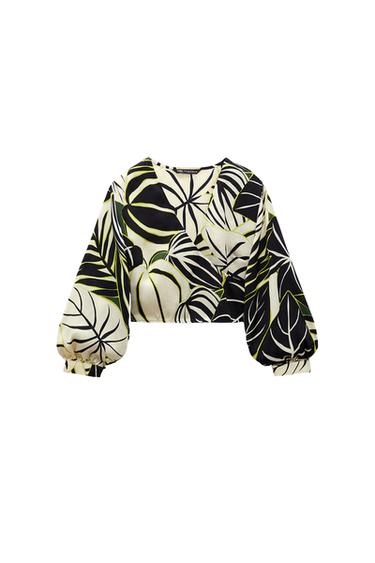 CROSSOVER TROPICAL PRINT TOP