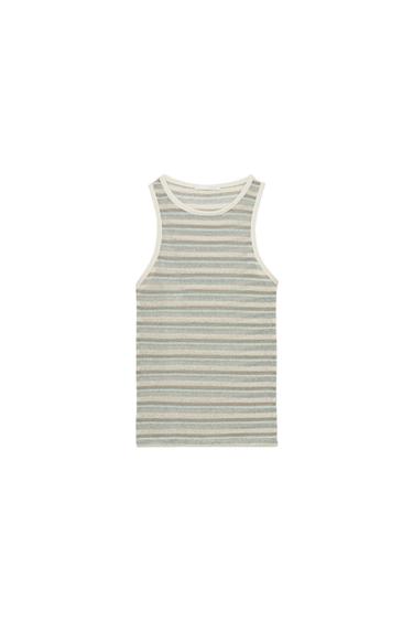 STRIPED SLEEVELESS TOP - Blue by Zara
