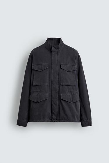 BLOUSON LAVÉ POCHES UTILITY - Bleu marine de Zara