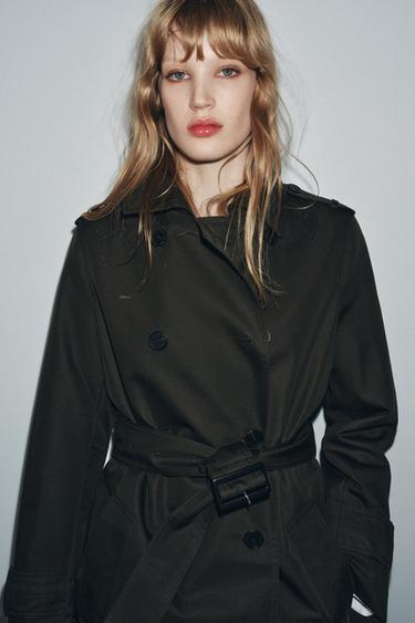 TRENCH CROISÉ DÉPERLANT ZW COLLECTION - Kaki foncé de Zara - Image 1