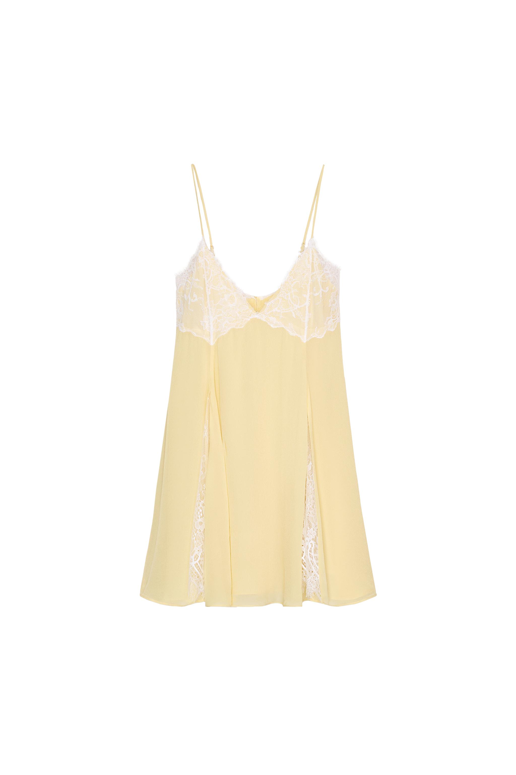 SHORT COMBINATION LACE DRESS - Light yellow | ZARA United States SHORT COMBINATION LACE DRESS - Light yellow | ZARA United States