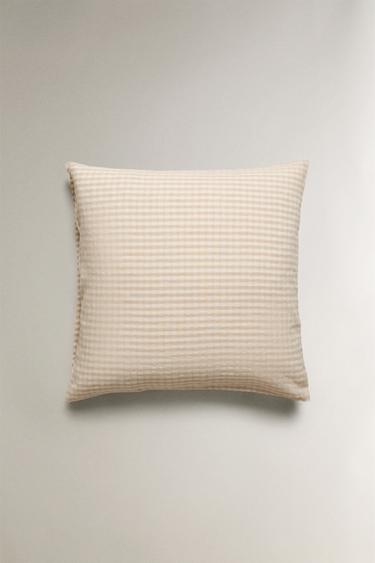 DYED THREAD CHECK PILLOWCASE - Light beige by Zara - Image 2