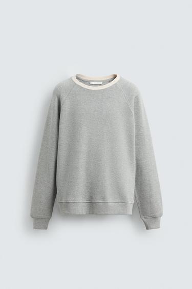 CONTRAST TEXTURED SWEATSHIRT - Gray marl de Zara - Imagen 0