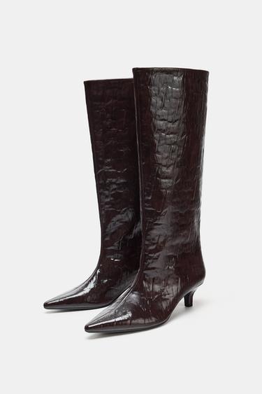 BOTTES À TALONS KITTEN HEEL - Bordeaux de Zara - Image 2