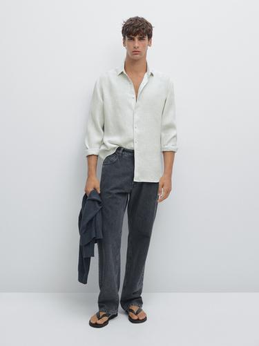 Camisa regular fit 100% lino - Turquesa de Zara