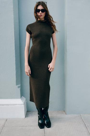 KNIT MAXI DRESS — brown vigore 2