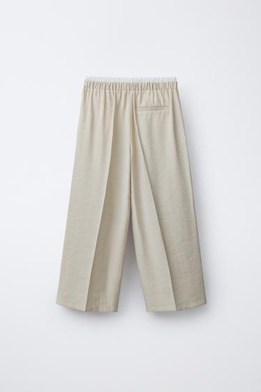 PANTALON DOUBLE CEINTURE - Écru de Zara - Image 1