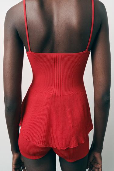 SHORT EN MAILLE CÔTELÉE - Rouge de Zara - Image 1
