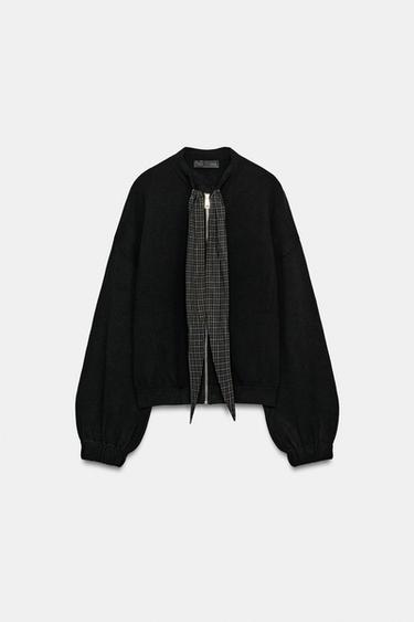 CARDIGAN WITH CONTRAST TIE - Black by Zara - Image 0