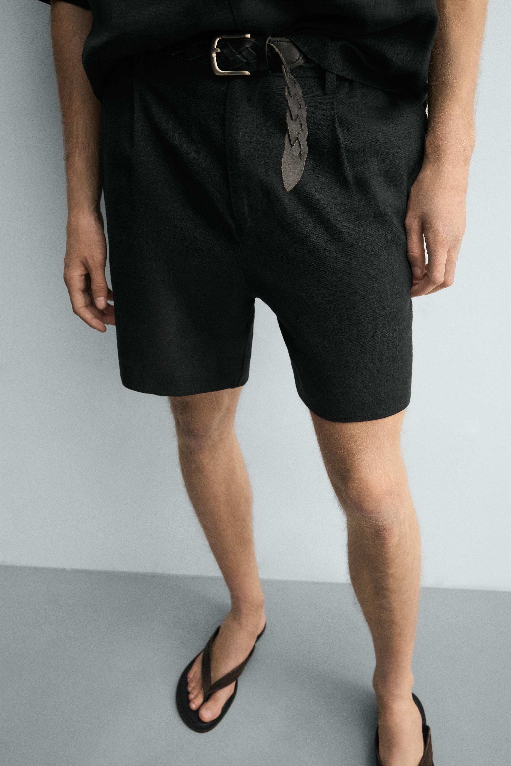 RELAXED FIT LINEN BLEND SHORTS