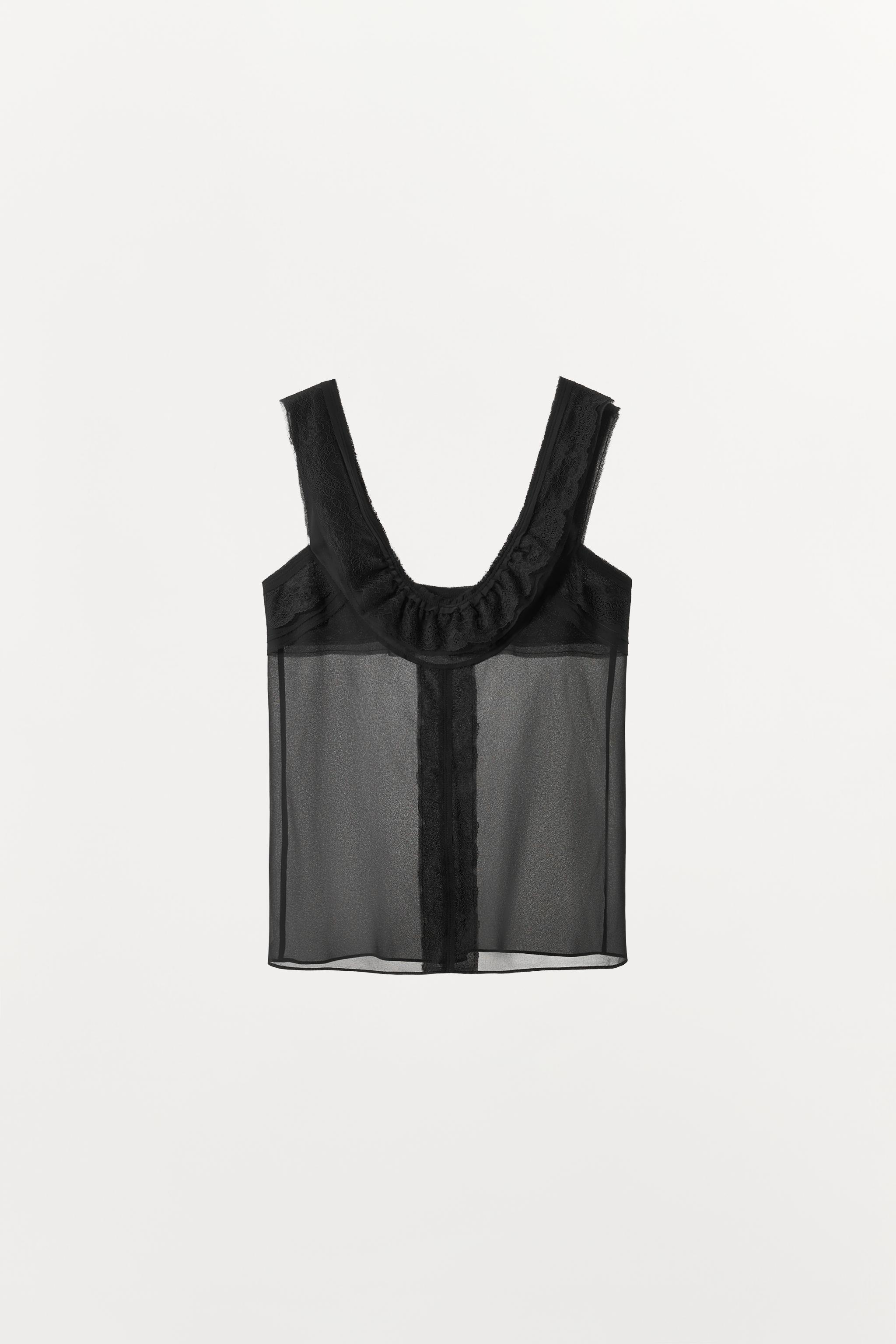 Женские рубашки Zara ZW COLLECTION LACE LINGERIE-STYLE TOP — фото 8