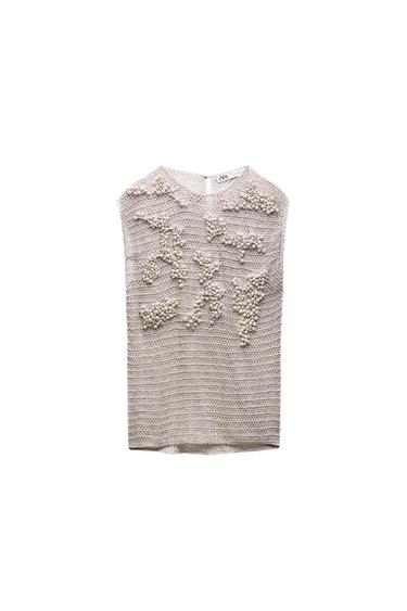 KNIT TOP WITH FAUX PEARLS - LIMITED EDITION