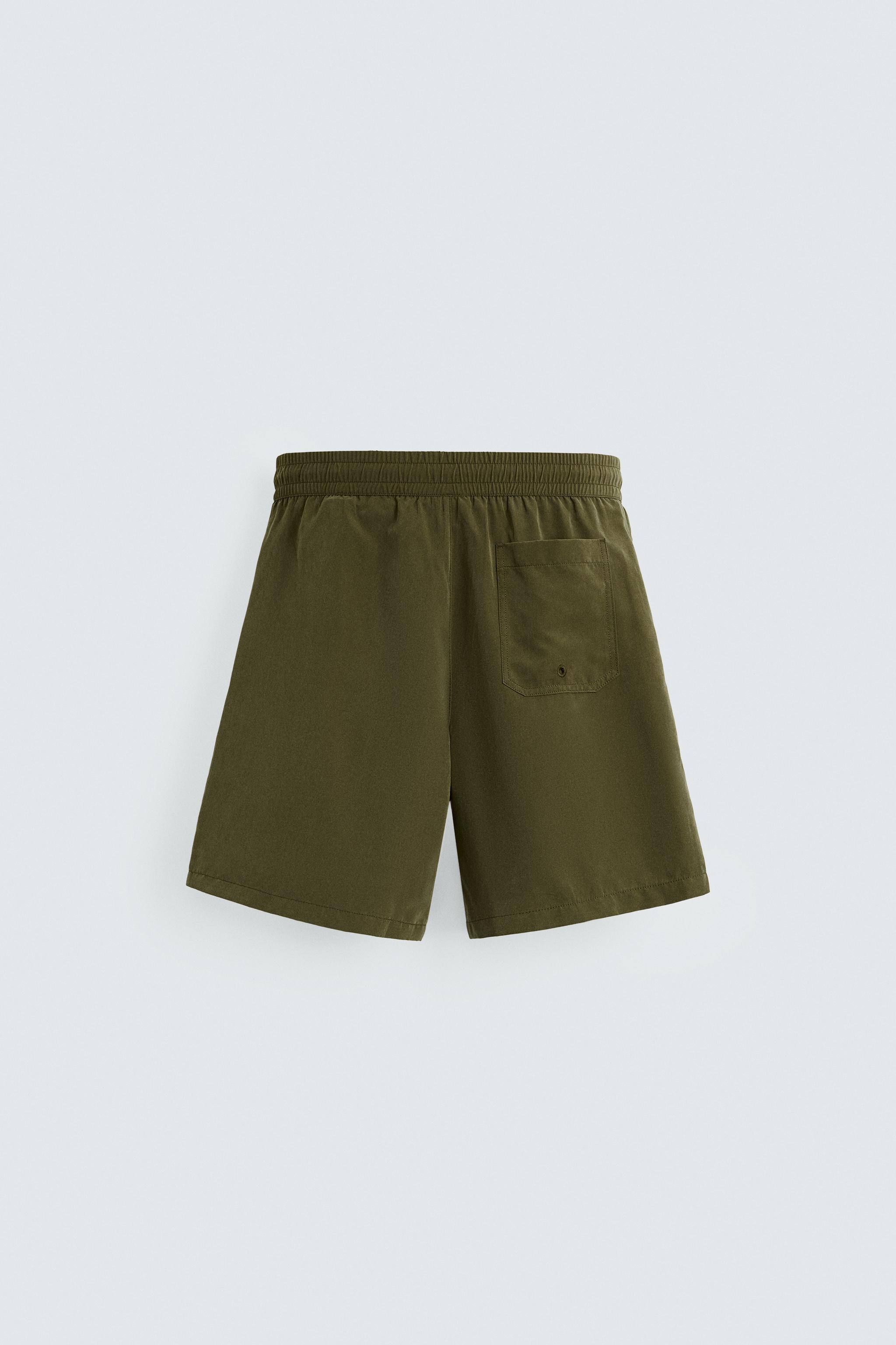らんらんページ BASIC LONG SWIM TRUNKS - Khaki | ZARA United States