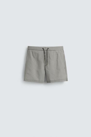 MID-LENGTH SEERSUCKER SWIMMING TRUNKS - Khaki by Zara