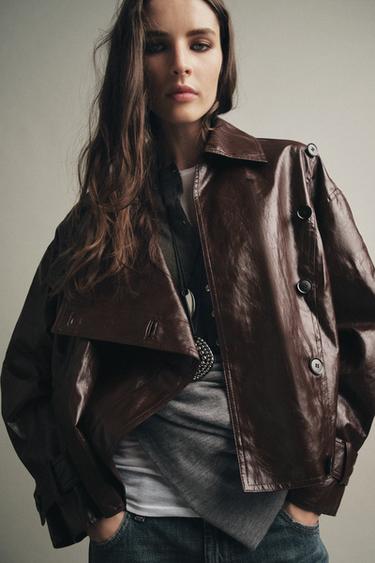 VESTE BRILLANTE ZW COLLECTION - Marron foncé de Zara - Image 1