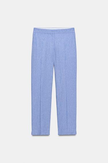 PANTALÓN CON LINO - Azul claro de Zara