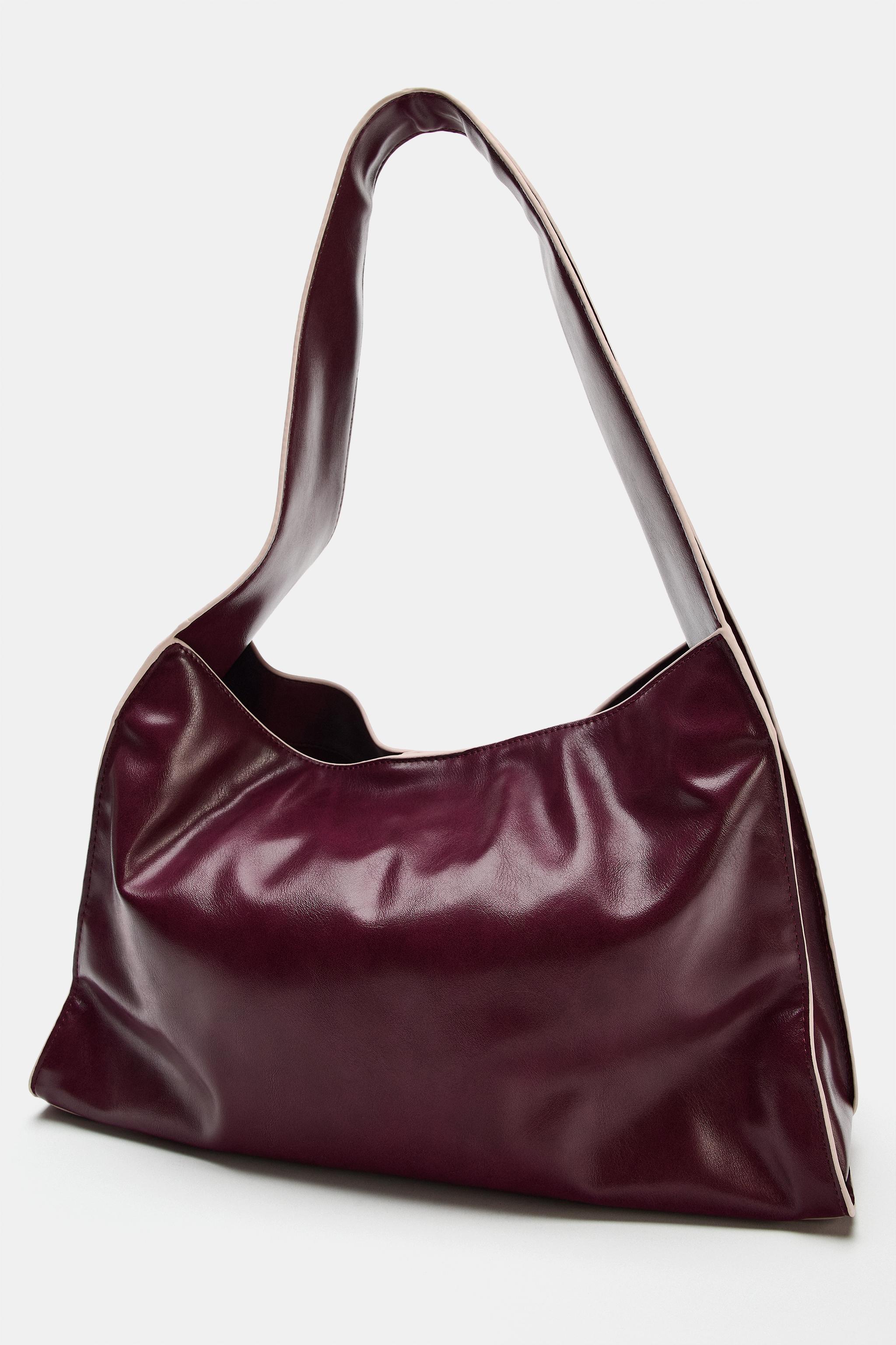CONTRAST TOPSTITCHED SHOPPER BAG